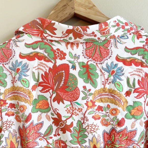 GRETCHEN SCOTT floral top Ruffle sleeve fall color RELISTED - Picture 8 of 9